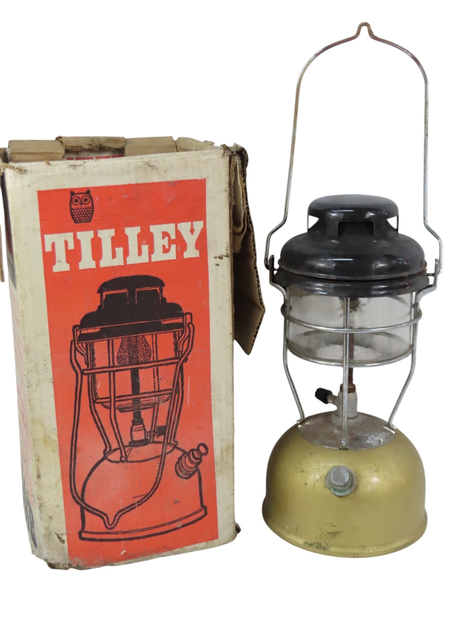 A vintage Tilley lamp presented with original box, the lamp of typical ...