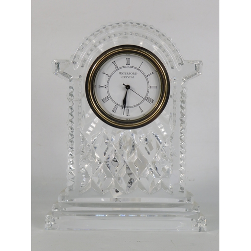 46 - Waterford Crystal mantel clock with arched top and diamond cut decoration - 18cm high