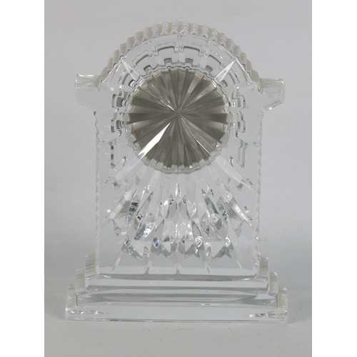 46 - Waterford Crystal mantel clock with arched top and diamond cut decoration - 18cm high