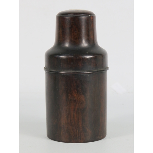 56 - Victorian French apothecary bottle in turned ebony case - 13cm high