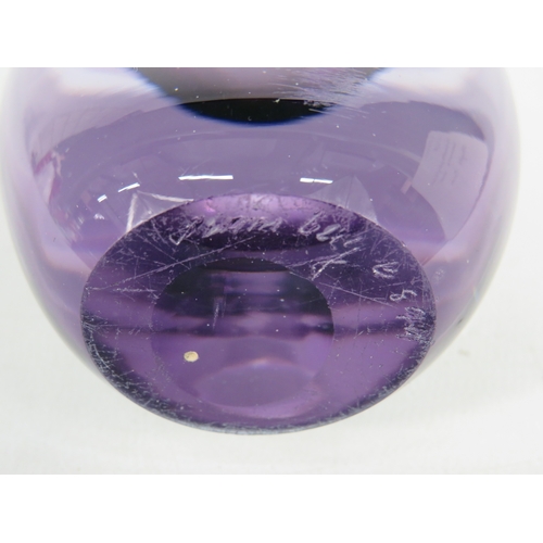 58 - Strombergshyttan Sommerso art glass vase in amethyst and clear glass - 15cm high