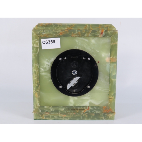 60 - Robinson's Shrewsbury - An Elliott green onyx mantel clock with brass spandrels and silvered chapter... 