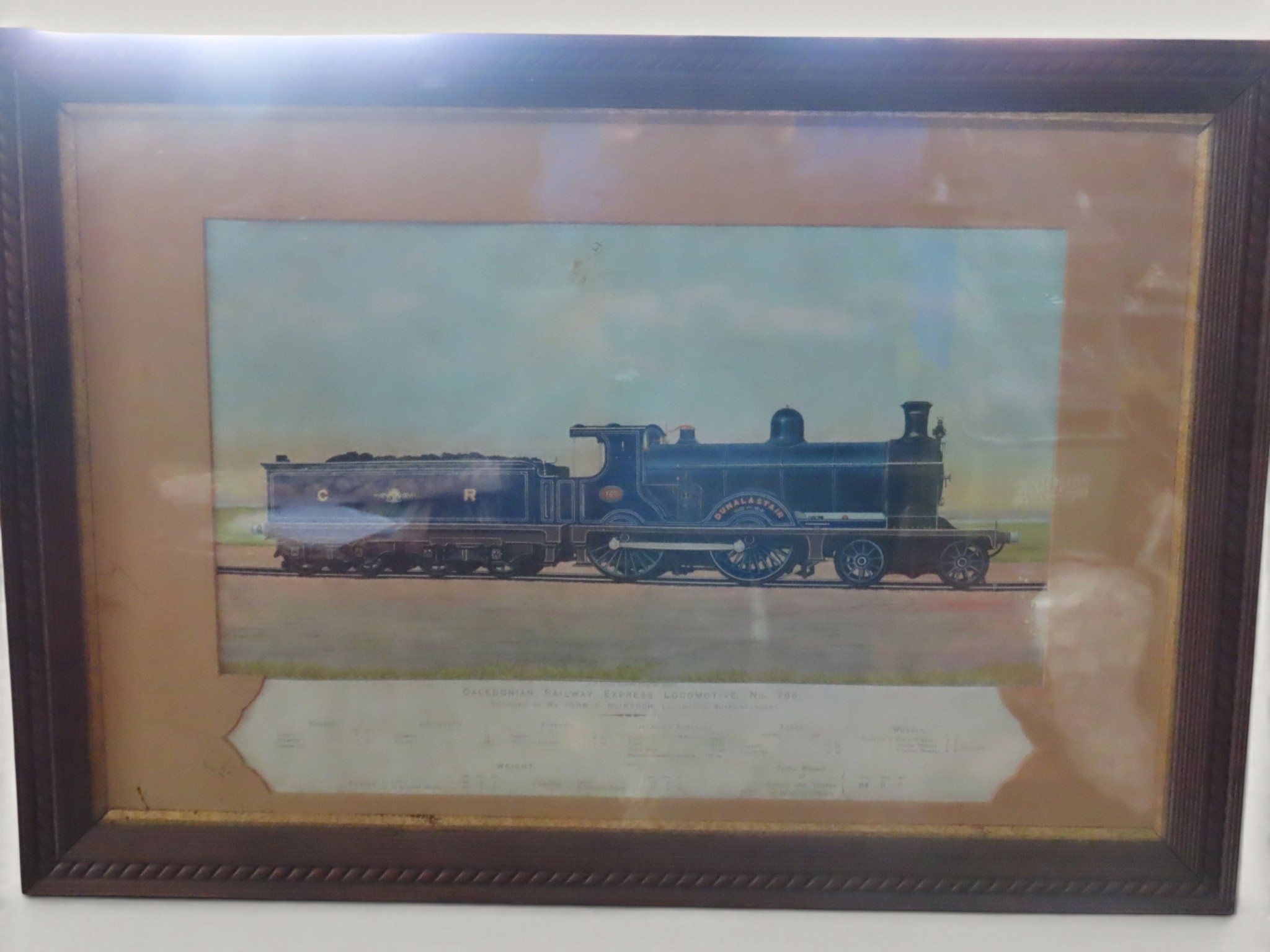 Framed print depicting Caledonian Railway locomotive No. 766 ...