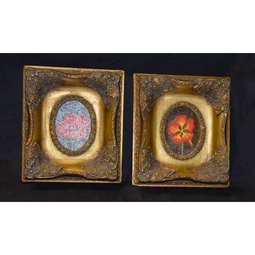 109 - A Nice Pair of Gilt Framed Oval Oil Paintings 'Flowers'