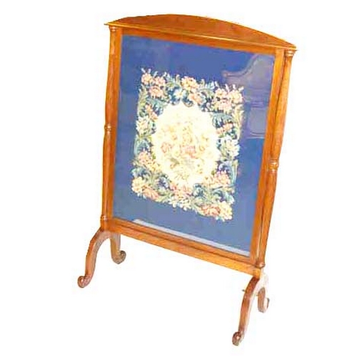 122 - A Large Mahogany Framed Firescreen Tapestry Panel