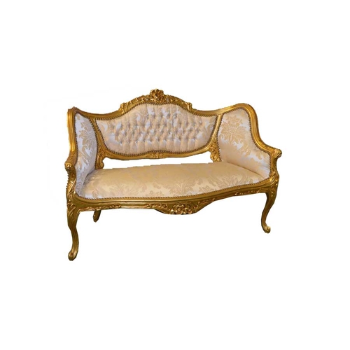 125 - A Very Nice Sized Gilt Framed Button Back Upholstered Settee