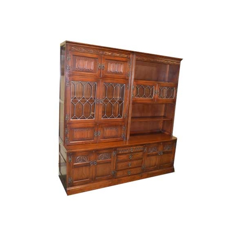 61 - A Matching Leaded Glass Door Oak Display Unit