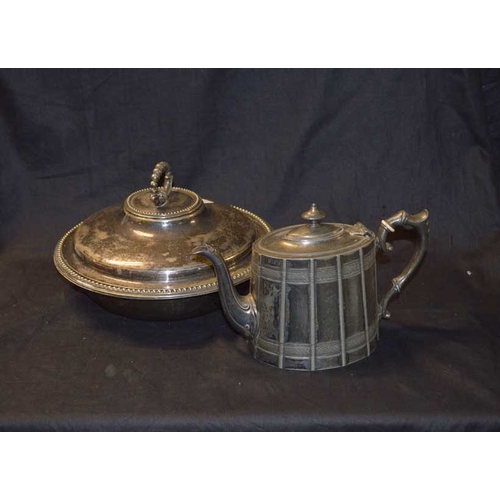 72 - A Silver Plated Entrée Dish and a Silver Plated Teapot