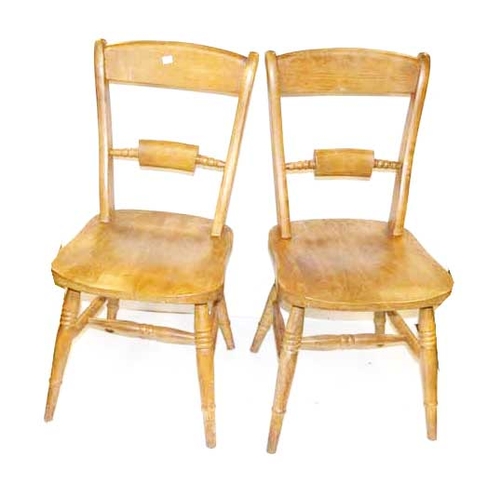 94 - A Very Good Old Set of Six Pine Kitchen Chairs