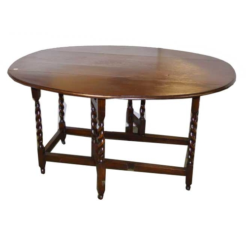 97 - An Oak Barley Twist, Drop Leaf Kitchen Table