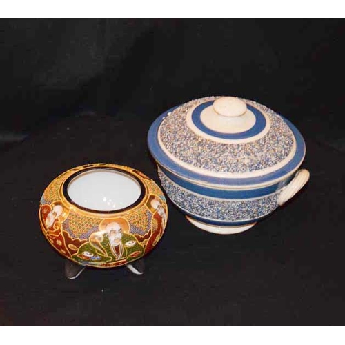 34 - A Japanese Footed Bowl and an Early Two Handled Lidded Bowl