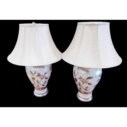 55 - A Stunning Pair of Ornate Table Lamps and Shades