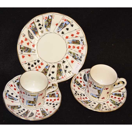 108 - A Staffordshire 'Cut for Coffee' Trio and a Matching Cup and Saucer