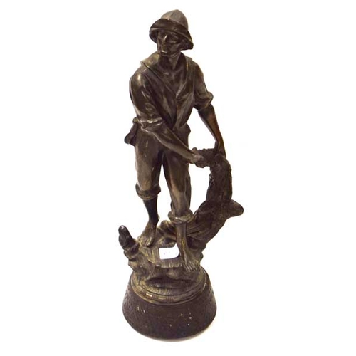 178 - An Old Victorian Spelter Figurine of a Fisherman