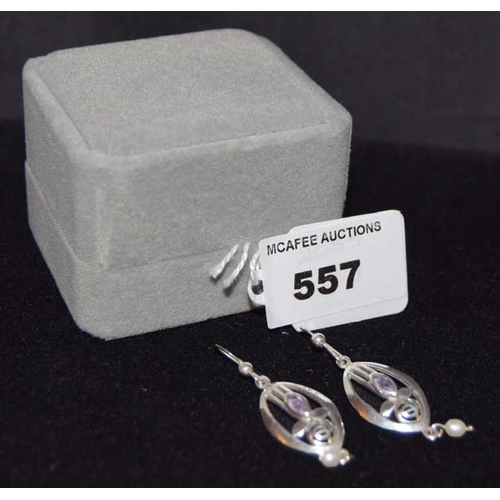 557 - A Pair of Silver Inset Earrings