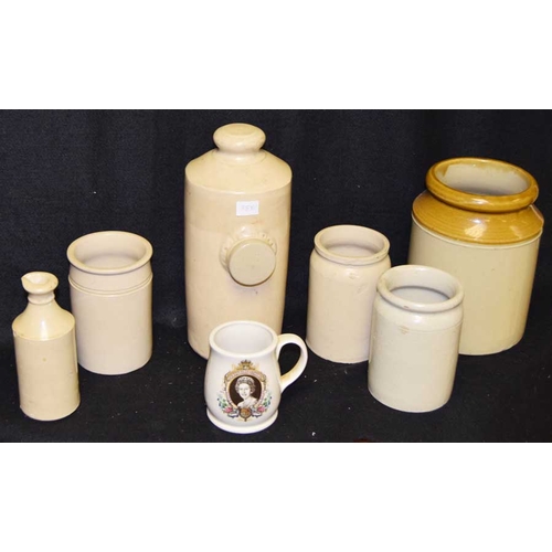 57 - A Good Lot of Earthenware Including Hot Water Bottle and Queen Elizabeth II Tankard