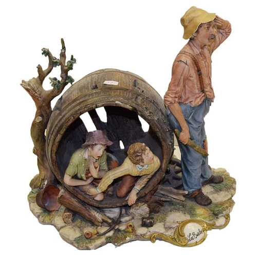 80 - A Very Nice Large Capodimonte Figurine 'Hiding'