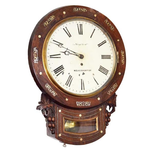 120 - A Brass Inlaid Drop Dial Fusee Wall Clock