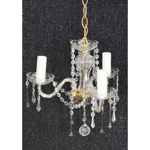 128 - A Three Branch Crystal Light Fitting