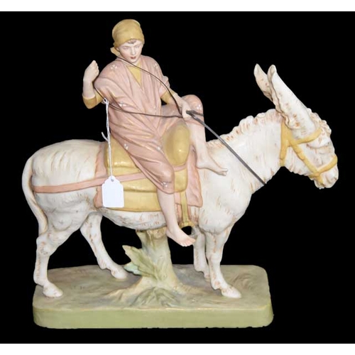 140 - A Very Large Victorian Royal Dux Figurine 'Donkey and Rider'