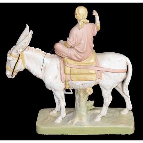 140 - A Very Large Victorian Royal Dux Figurine 'Donkey and Rider'