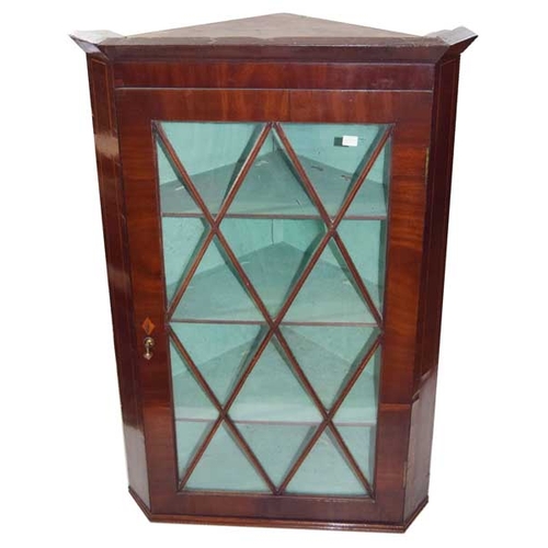 141 - A Georgian Inlaid Mahogany Hanging Corner Cabinet