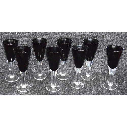 147 - A Set of Eight Large Coloured Wine Glasses