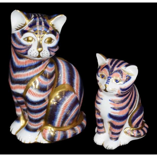 164 - A Pair of Royal Crown Derby Paperweights 'Seated Cats'
