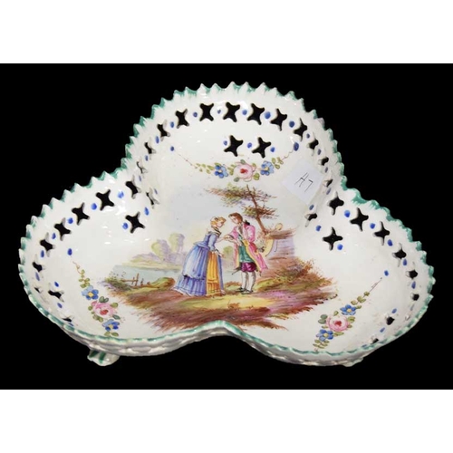 167 - A French Lille Handpaintined Trefoil Dish