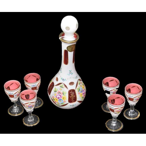 179 - A Bohemian Glass Decanter and Six Glasses