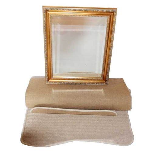 33 - A Bevelled Glass Wall Mirror and Two Rugs