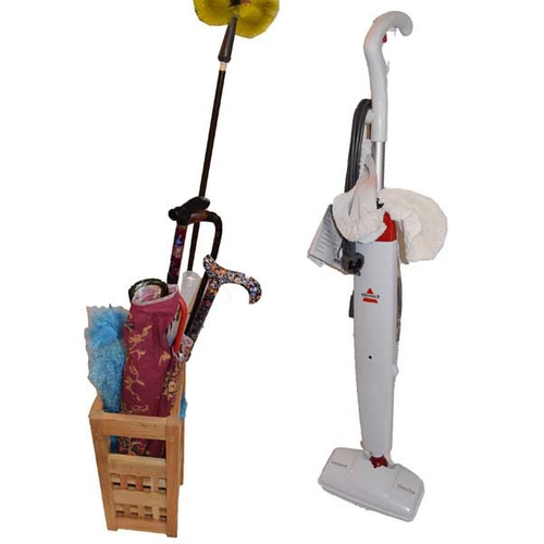 44 - A Bissell Steam Mop , Umbrella Stand and Contents