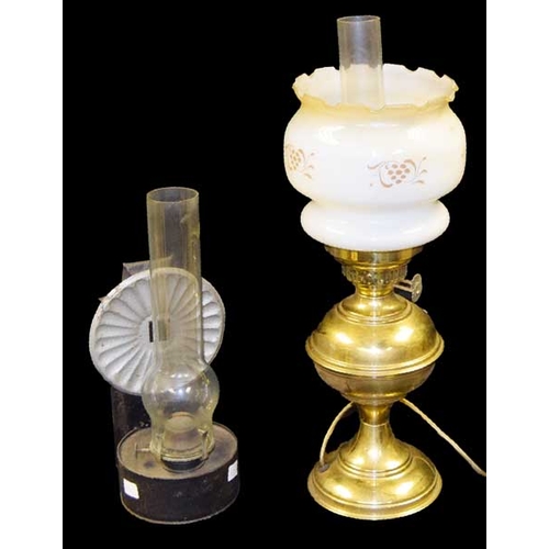 11 - A Brass Based Oil Lamp and Another