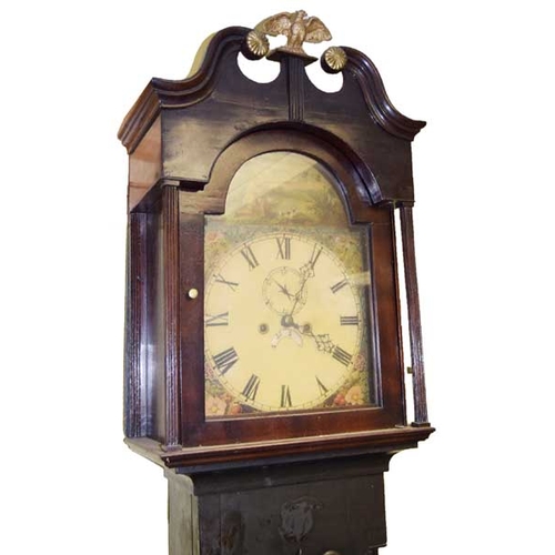 120 - A Mahogany Longcase Clock, Painted Arch Dial