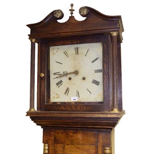 190 - An Oak Cased Clock, Painted Dial