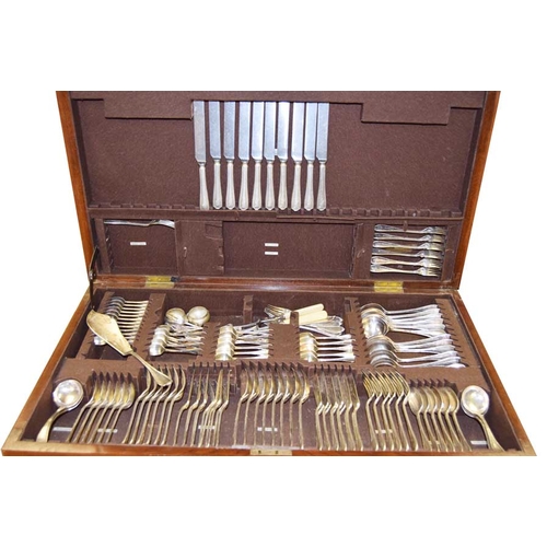 344 - A Large Oak Cased Cutlery Table and Its Contents