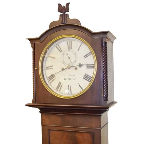 95 - A Mahogany Long case Clock, Circular Dial, James Scott Ballynahinch