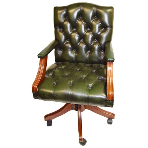 198 - A Good Button Backed Mahogany Framed Office Chair