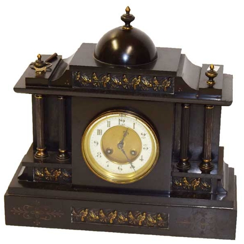 284 - A Four Pillar Slate Mantle Clock