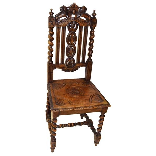 286 - A Nicely Carved Oak Hall Chair