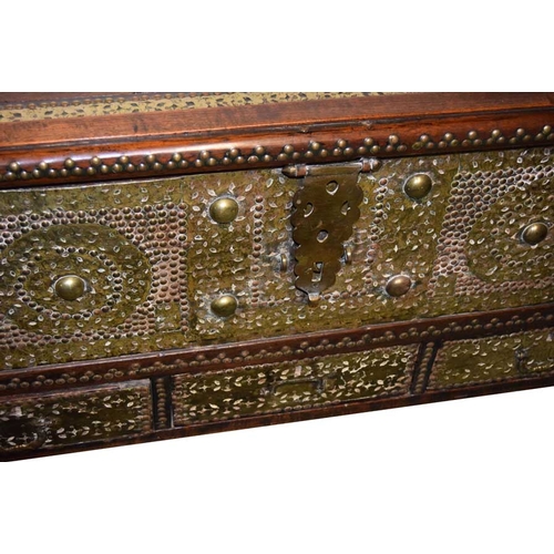 320 - A Very Good Hardwood Decorated and Studded Chest, Brass Mounts