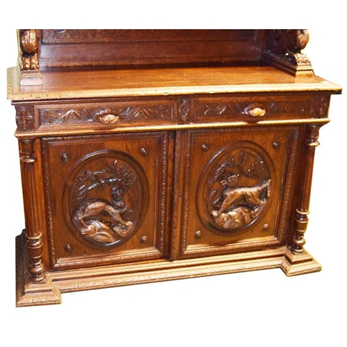 335 - A Nice Carved Oak Court Cupboard, Ornate Carved Panels