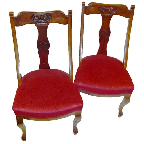 99 - A Nice Set of Three Upholstered Carved Back Chairs