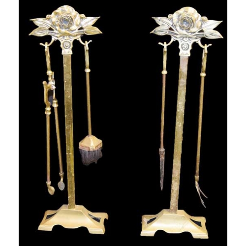 659 - An Unusual Brass Two Stand Companion Set