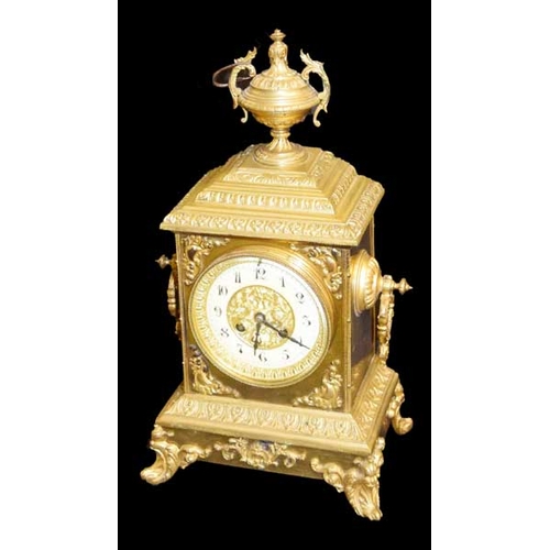 765 - A Very Nice Gilted Metal Footed Carriage Clock