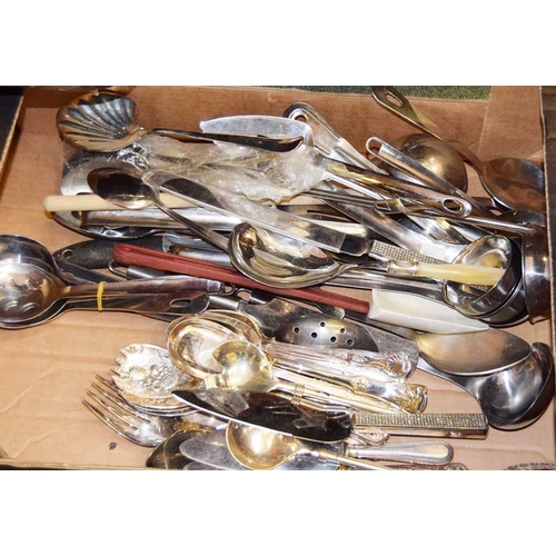 712 - A Good Box of Silver Plated Servers and Other Utensils