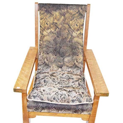 362 - A Very Unsual Pair of Oak Framed Upholstered Chairs, Fold Out Arms