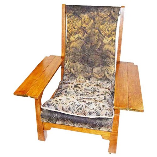 362 - A Very Unsual Pair of Oak Framed Upholstered Chairs, Fold Out Arms