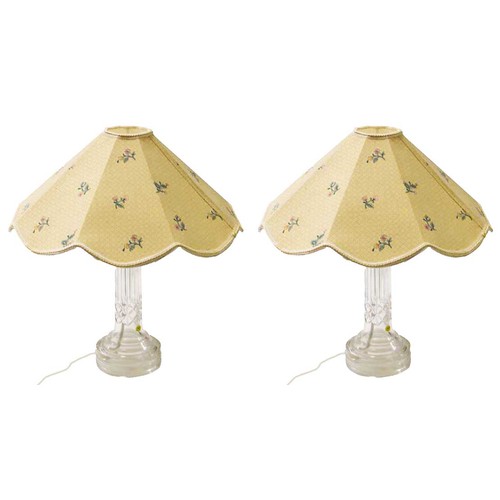 584 - A Pair of Tryone Crystal Table Lamp and Shade