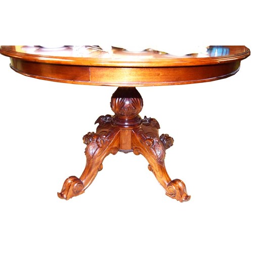 260 - A Very Nice Circular Mahogany Breakfast Table, Carved Pedestal